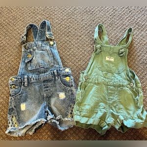 Overall bundle, 2 sets - Oshkosh sage green and Chillipop medium wash, size 4